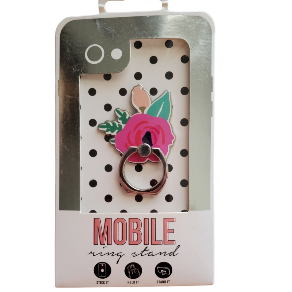 Pink Rose Flower Mobile Phone Stand Ring Brand New In Box By Hang Accessories